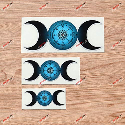 Triple Moon Wicca Pagan Witch Triple Moon Vinyl Decal Sticker- 3 Pack Reflective, 3 Inches, 4 Inches, 6 Inches - for Car Boat Laptop Cup Phone