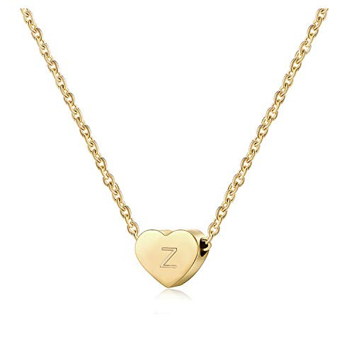 Gold Z Initial Heart Necklace for Girls-Handmade Dainty Personalized A-Z Letter Heart Choker Necklace Gift for Women Teen Girls Necklace Jewelry Gift-z-