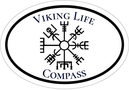 WickedGoodz Oval Viking Life Vegvísir Compass Viking Vinyl Decal - Norse Bumper Sticker - Scandinavian Norse Gift