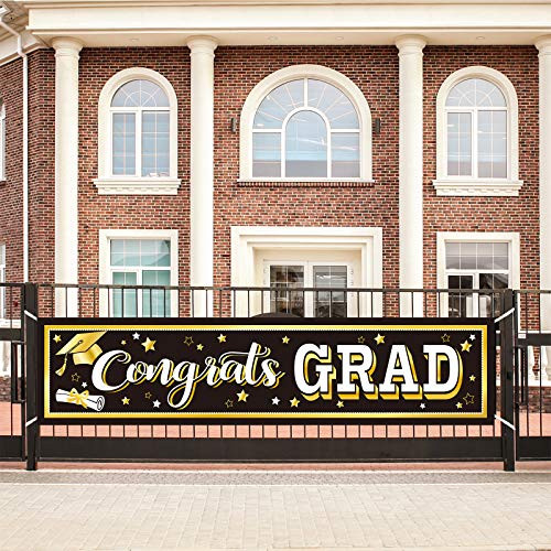 Black Graduation Banner 2021 Congrats Grad Banner Graduation Party Decorations Fabric Grad Backdrop for 2021 High School or College Graduates Party Supplies Black Graduation Banner 2021 Congrats Grad Banner Graduation Party Decorations Fabric Grad Backdrop for 2021 High School or College Graduates Party Supplies