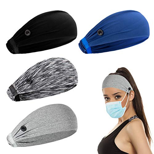4pcs High Elastic Button Headbands Set- Non Slip Headbands with Button in 4 Colors Hair accessories for Moisture Wicking Sweatband Sports Head Wrap for Yoga Sports Outdoor Activities 4pcs High Elastic Button Headbands Set- Non Slip Headbands with Button in 4 Colors Hair accessories for Moisture Wicking Sweatband Sports Head Wrap for Yoga Sports Outdoor Activities