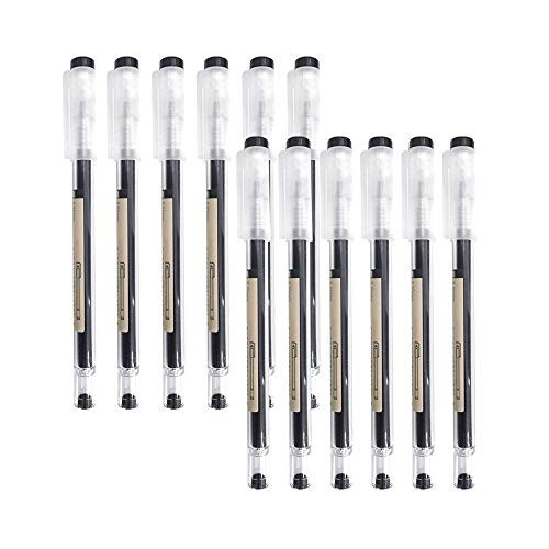 Gel Ink Rollerball Pens, 0.35 mm Black Quick Drying Gel Ink Ball Point Pens for Office School Stationery Supply Children Student, 12 Pack