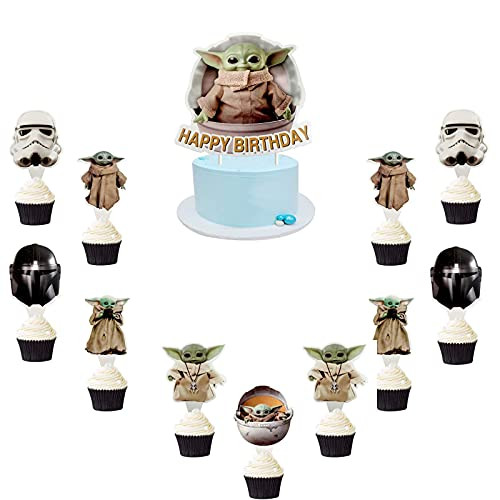 25 pcs Star Wars Cake Toppers, Star Wars theme Party Supplies, Star Wars birthday cake decoration for Star Wars Fans, Kids Birthday Party