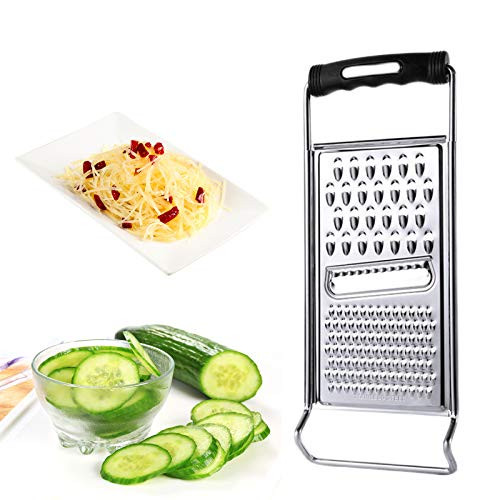 Graters for Kitchen Stainless Steel, Cheese Grater Cheese Slicer, Zester Grater with Handle Lemon Zester Tool for Potato Carrot Cucumber Cheese Chocolate Vegetables Fruits -Sliver-