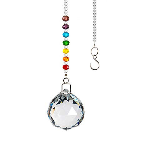 Axgo Crystal Suncatcher, Diameter 30mm Prism Sun Catcher Ball Hanging Crystals with Colors Crystal Pendants, Crystals Prism Rainbow Suncatcher for Window, Home, Office, Garden Decoration