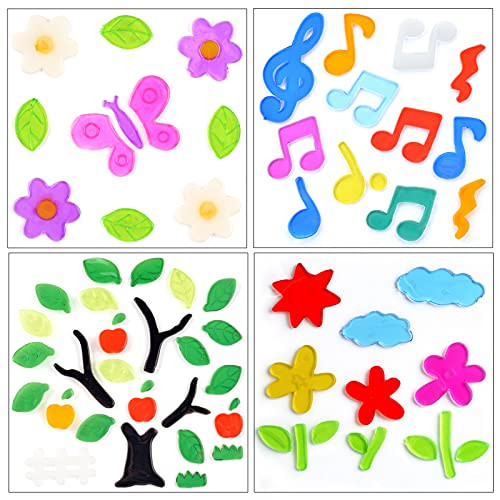 Summer Window Clings Butterfly Stickers for Glass Windows, Car Window Clings Decals for Kids Glass Doors, Flower Gel Window Clings for Refrigerator - 4 Sheets