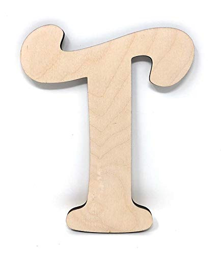 Gocutouts 12" Wooden Letter T Cutouts Unfinished Wooden Letters Style -3 -12''-