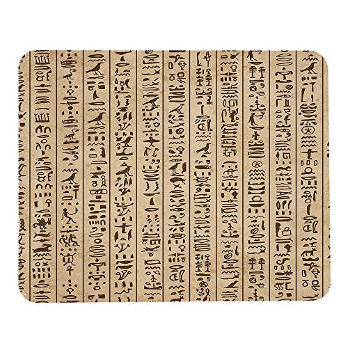 Wozukia Egypt Hieroglyphs Mouse Pad Ancient Culture Grunge Pattern in Museum Gaming Mouse Mat Non-Slip Rubber Base Thick Rectangle Mousepads for Laptop Computer PC 9.5x7.9 Inch