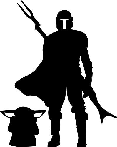 Mondalorian Man with Baby yoda Child Decal Sticker Viynl Black Car Laptop Truck Laptop 6inch