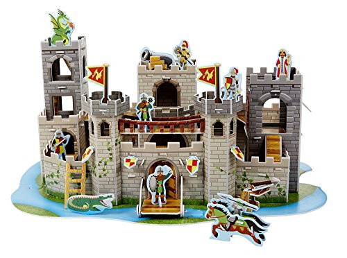 Melissa & Doug Medieval Castle 3-D Puzzle and Play Set - Dragon and Knights (100 pcs)