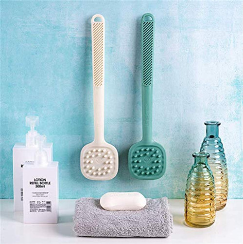 MJEMS Body Brush Back Scrubber?Lighweigh Long Handle PVC Body Bath Shower Brush Natural Bristles Cellulite Dry Skin Exfoliating Loofah Pad Brush Dry Skin Body Brush-White- MJEMS Body Brush Back Scrubber?Lighweigh Long Handle PVC Body Bath Shower Brush Natural Bristles Cellulite Dry Skin Exfoliating Loofah Pad Brush Dry Skin Body Brush-White-