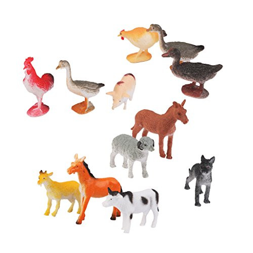 LoveinDIY 12Pcs Plastic Poultry Animals Farm Yard Model Figure Kids Toys Pig Cow Dog LoveinDIY 12Pcs Plastic Poultry Animals Farm Yard Model Figure Kids Toys Pig Cow Dog