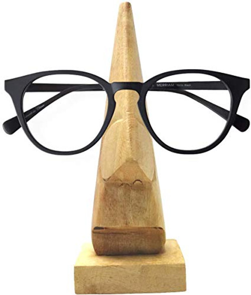 TheNext7 Classic Handmade Wooden Nose Shaped Spectacle Holder, Eyeglass Display Holder Stand Decorative for Home and Office, Perfect Spectacle Holder -Brown, 6 inch-