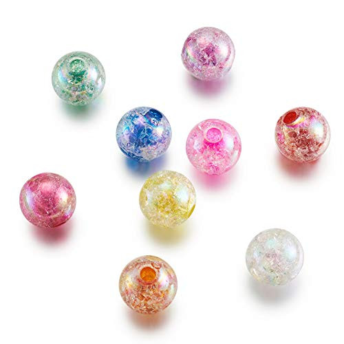 Cheriswelry 20pcs Colorful Crystal AB Crackle Beads 16mm Round Acrylic Bubblegum Ball Beads Loose Spacers for DIY Craft Bracelet Necklace Jewelry Making