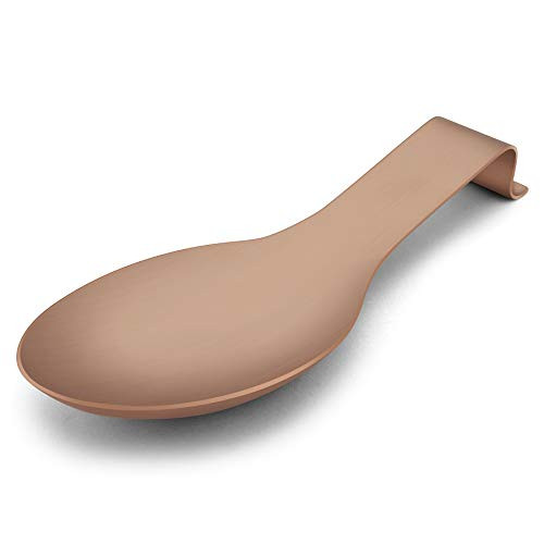 LIANYU Rose Gold Spoon Rest for Kitchen Counter Stove Top, Stainless Steel Copper Spatula Ladle Spoon Utensils Holder, Dishwasher Safe