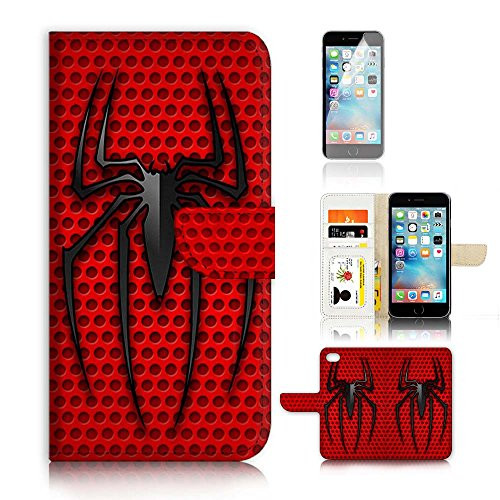 ( For iPhone 7 ) Flip Wallet Case Cover and Screen Protector Bundle A20080 Spiderman Super Hero