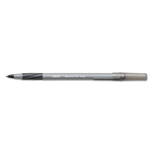 BIC GSMG11BK Round Stic Grip Xtra Comfort Ballpoint Pen, Black Ink, 1.2mm, Medium, Dozen