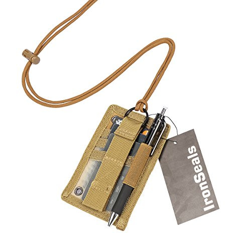 IronSeals Tactical ID Card Holder Hook & Loop Patch Badge Holder Detachable Badge Holder with Adjustable Neck Lanyard Key Ring