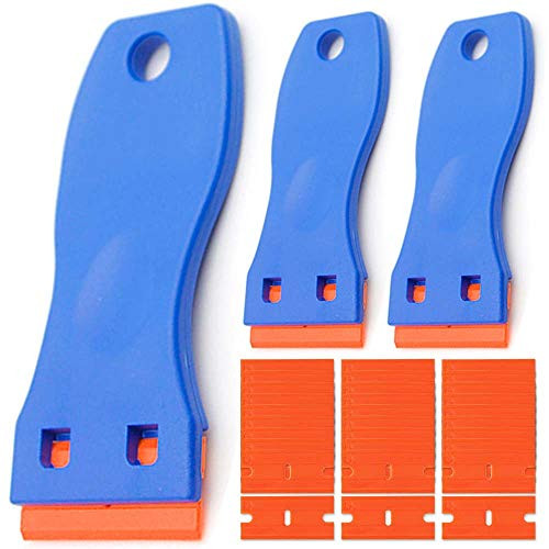 Plastic razor blades for cars, Plastic scraper tool 3PCS ? blades 30PCS, Plastic razor blade scraper tool, Cleaning window glass decals, Plastic razors for auto detailing, Razor scraper blades