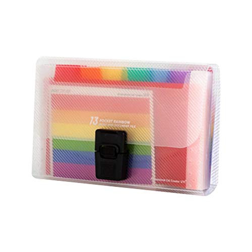 13 Pockets Accordian File Organizer, Mini File Folders Expandable Rainbow Accordian File Manager A6 File Folder Index Accordion Folder Organizer for Storage Files Documents Cards Certificates