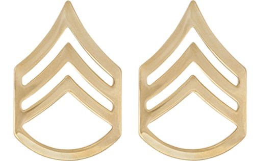 U.S. Army Metal Pin On Enlisted Rank NON-SUBDUED -SHINY- - 1 PAIR -E6 SSG-