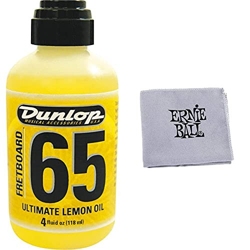 Jim Dunlop 6554 Dunlop Ultimate Lemon Oil, 4 oz.  and  Ernie Ball Polish Cloth