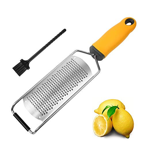 Pro Zester Grater, Lemon Zester, Parmesan Zester, Chocolate, With Razor-Sharp Stainless Steel Blade, Protective Cover and Cleaning brush, Dishwasher Safe, by Nspring