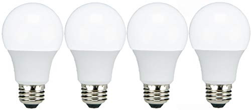 TCP L9A19N1030K4 LED 60 Watt Equivalent Light Bulbs, A19 Shape, 4 Pack, Bright White, 4 Count