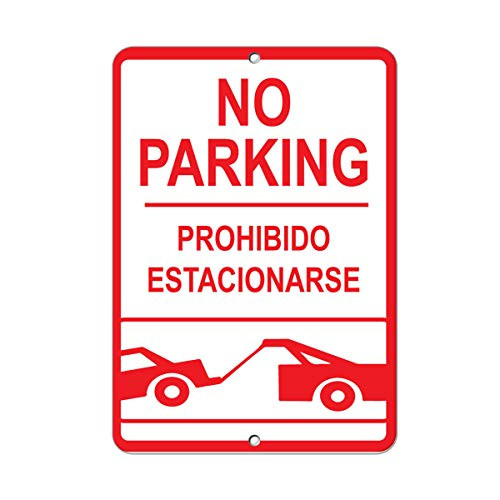 SIGNCHAT No Parking Prohibido Estacionarse Parking Sign Metal Poster Wall Art Decor Tin Sign 8X12 Inches