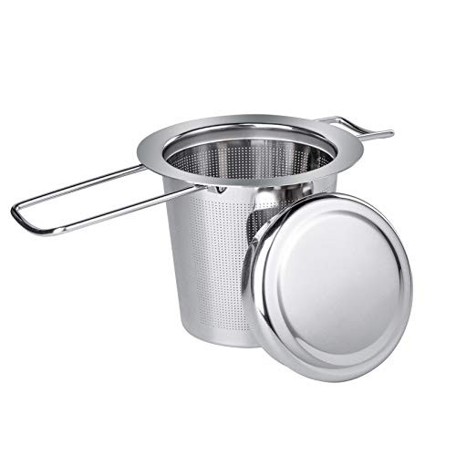 Tea Steeper, McoMce Extra Fine Tea Diffuser for Loose Tea, Stainless Steel Tea Infuser with Large Capacity, Perfect Size Double Handles Tea Strainer, Tea Infusers for Loose Tea for Hanging on Teapots