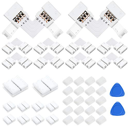 LightingWill 20Pack 4-Pin RGB LED Light Strip Connector Kit 10mm Solderless Adapter Connectors for 5050 Multicolor LED Strip Light LightingWill 20Pack 4-Pin RGB LED Light Strip Connector Kit 10mm Solderless Adapter Connectors for 5050 Multicolor LED Strip Light