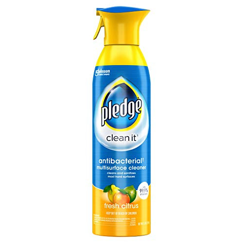 Pledge Multi-Surface Antibacterial Cleaner and Polish Spray, Works on Wood, Granite, Glass, Leather, and More, Fresh Citrus, 9.7 oz