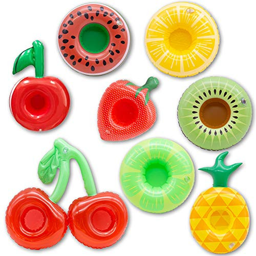 FuturePlusX Fruit Inflatable Drink Holder, 8PCS Drink Pool Floats Cup Holder Floats Inflatable Floating Coasters for Pool Party Water Fun Kids Bath Toys Shower