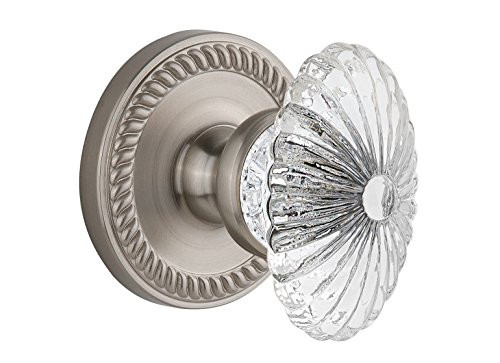 Grandeur Newport Rosette with Burgundy Crystal Knob, Single Dummy, Satin Nickel