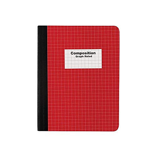 Staples 132673 Composition Notebook 9.75-Inch x 7.5-Inch Graph Ruled 100 Sh. Red -23973M-