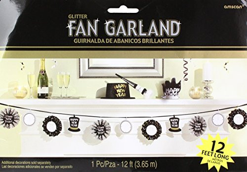 amscan Grand New Year Party Fan Banner Garland Decoration -1 Piece-, Multicolor, 12'