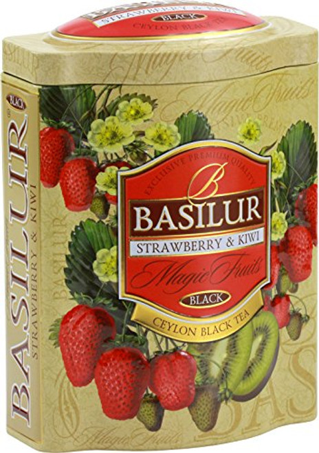 Basilur | Strawberry & Kiwi Tea | With Real Bits of Fruits | Premium Ceylon Black Loose Tea | 100g / 3.52 oz. Basilur | Strawberry & Kiwi Tea | With Real Bits of Fruits | Premium Ceylon Black Loose Tea | 100g / 3.52 oz.