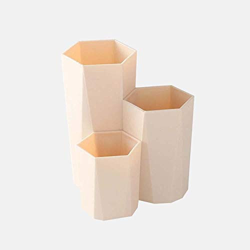 SAZI Plastic Organizer Container Plastic Makeup Brush Barrel Holder Makeup Brush Storage Box Cosmetic Holder Cosmetic Organizer-Khaki-