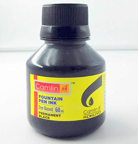 Camel Fountain Pen Ink PERMANENT BLACK Bottle 60 ml 2 oz Camlin Sealed