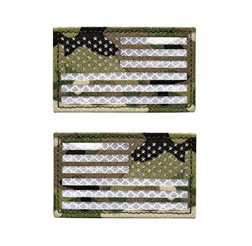 Baotu 2x3.5 Reflective Multicam USA US American Flag Patch Tactical Vest Patch Morale Fastener Patch Hook/Loop Forward and Reversed (1 Left + 1 Right)