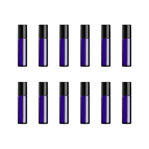 Lurrose Roll On Bottles Essential Oil Roller Bottles Glass Perfume Bottle with Roller Ball Refillable for Travel Trip 5ml 12Pcs -Blue-