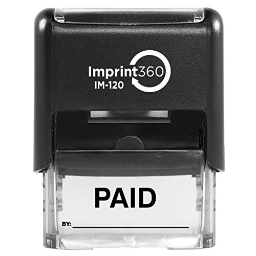Supply360 AS-IMP1113K - Paid Stamp with by- Line, Black Ink, Heavy Duty Commerical Self-Inking Rubber Stamp, 9/16" x 1-1/2" Impression