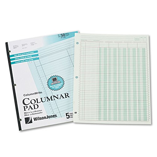 Wilson Jones G7205A Accounting Pad, Five Eight-Unit Columns, 8-1/2 x 11, 50-Sheet Pad