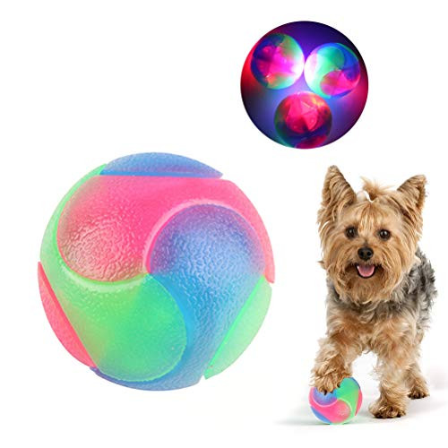 BTSRPU Molar Rubber Flashing Ball Luminous Elastic Dog Ball Rubber Dog bite Ball Flashing pet Toy, Interactive pet Toy for Puppies, Cats and Dogs