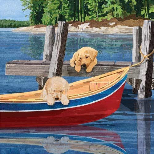 Paperproducts Design Lakeside Puppies Beverage Napkin, 5" x 5", Multicolor