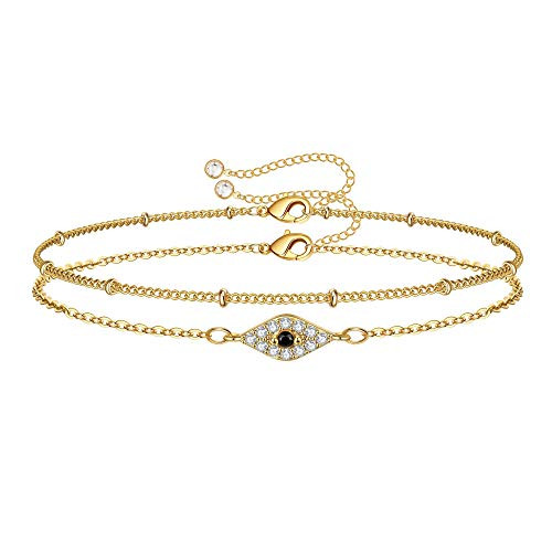 Yoosteel Layered Evil Eye Bracelets for Women, 14K Gold Filled Layering Beads Chain Bracelet Handmade Layered CZ Evil Eye Bracelets for Women Yoosteel Layered Evil Eye Bracelets for Women, 14K Gold Filled Layering Beads Chain Bracelet Handmade Layered CZ Evil Eye Bracelets for Women