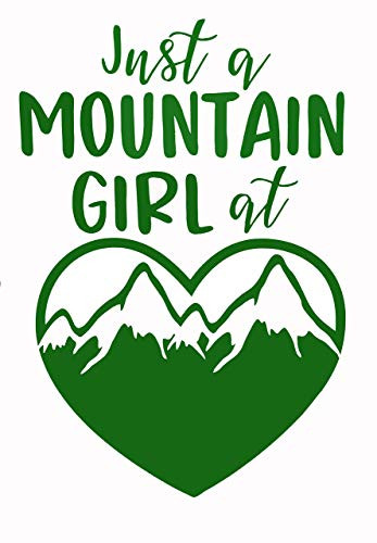 Custom Personalized Vinyl Mountain Girl At Heart Decal - Mountain Hiking Bumper Sticker, for Tumblers, Laptops, Car Windows