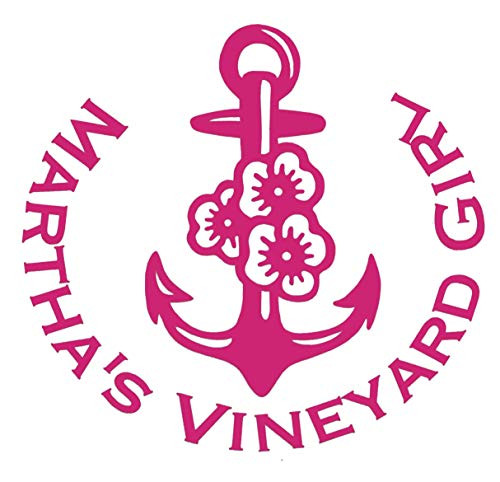 Custom Anchor Hibiscus Marthas Vineyard Girl Vinyl Decal - Beach Bumper Sticker, for Tumblers, Laptops, Car Windows - Personalized Marthas Vineyard Decal