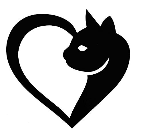 Personalized Heart Shaped Cat Vinyl Decal - Feline Bumper Sticker, for Tumblers, Laptops, Car Windows - Pick Size and Color