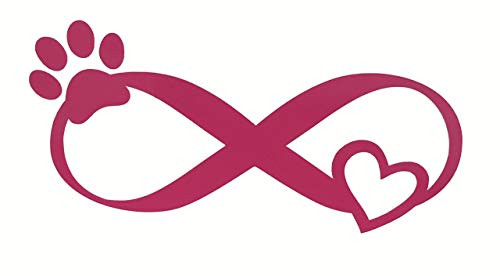 Custom Paw Print Heart Infinity Loop Vinyl Decal - Paw Print Bumper Sticker, for Tumblers, Laptops, Car Windows - Personalized Pet Decal